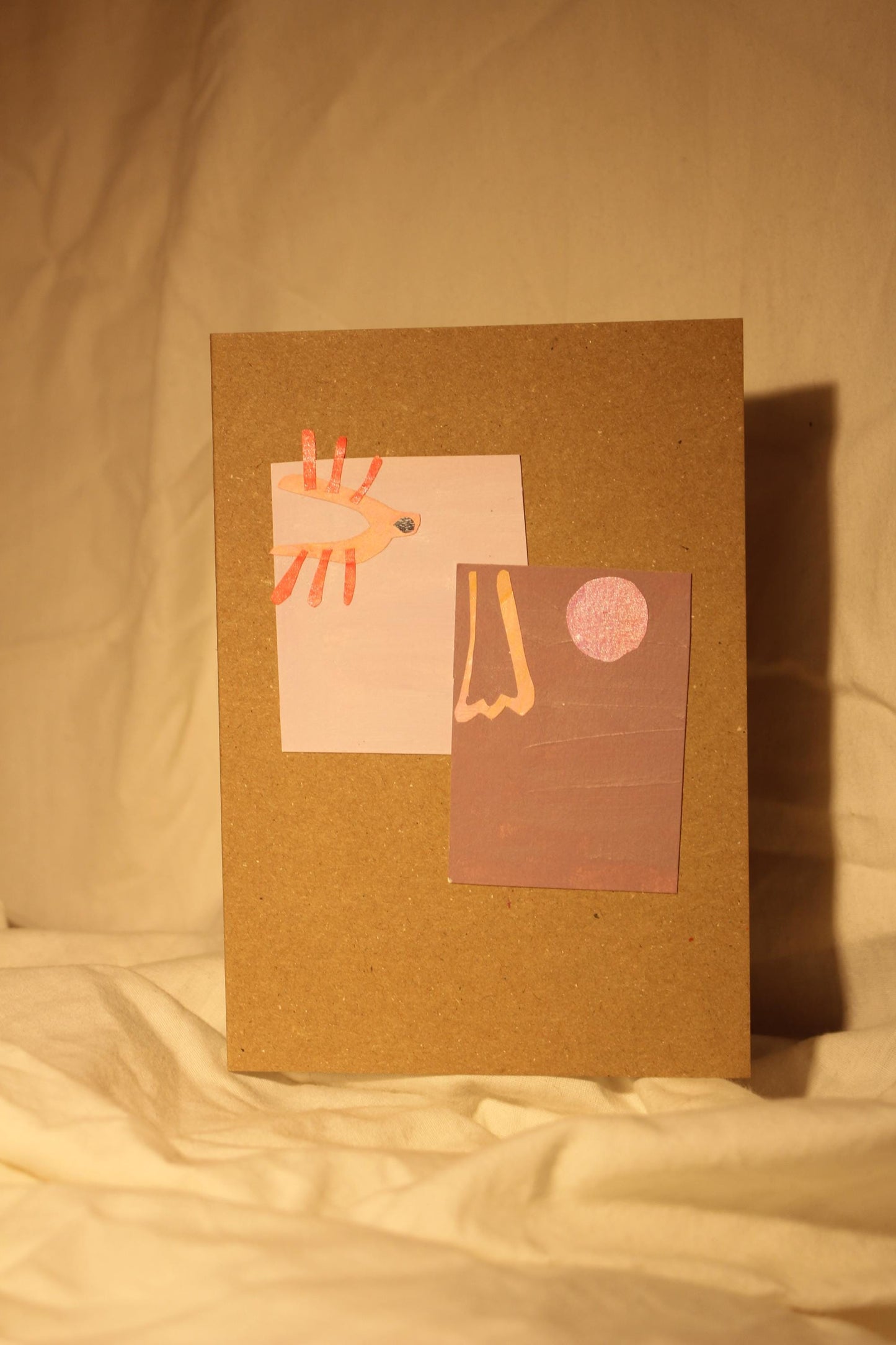 Handmade abstract a5 face card - on Kraft card - pack of 5