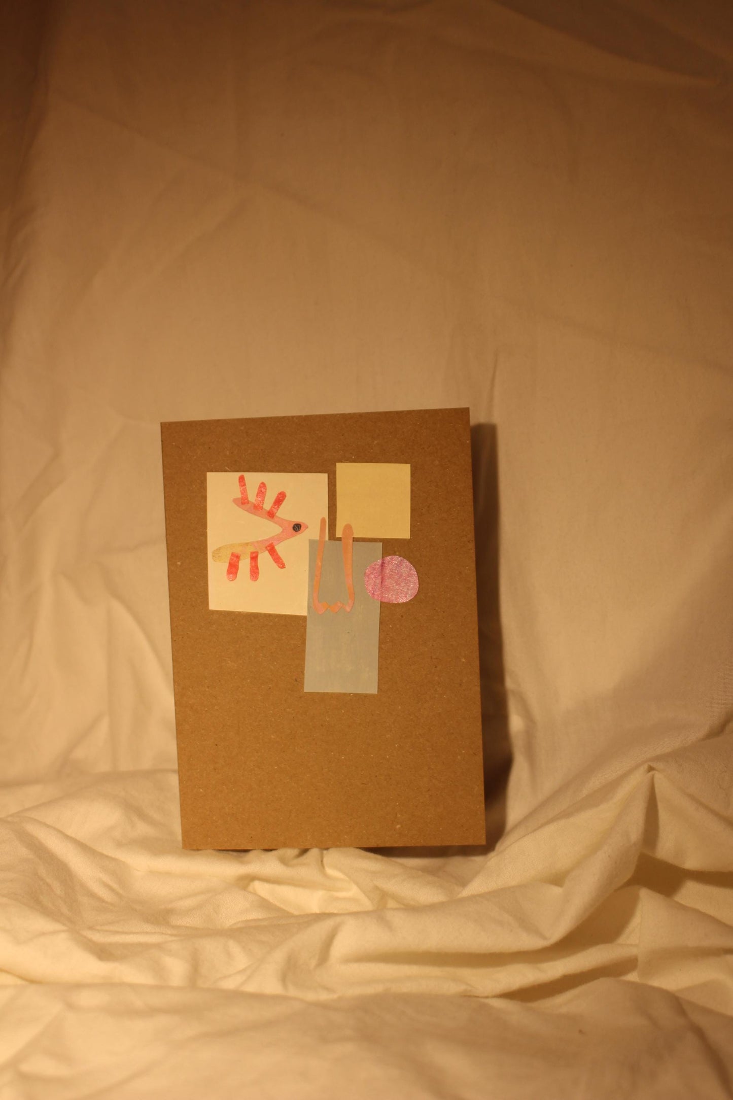 Handmade abstract a5 face card - on Kraft card - pack of 5