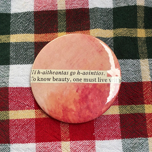 Ní h-aitheantas go h-aointíos. To know beauty one must live with it