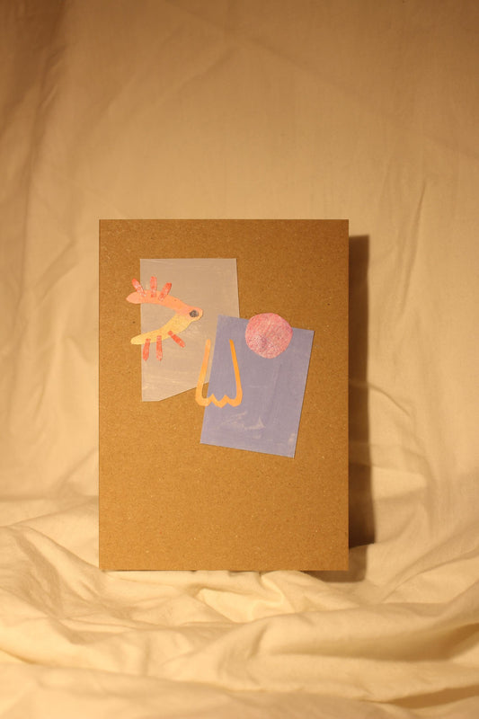 Handmade abstract a5 face card - on Kraft card - pack of 5