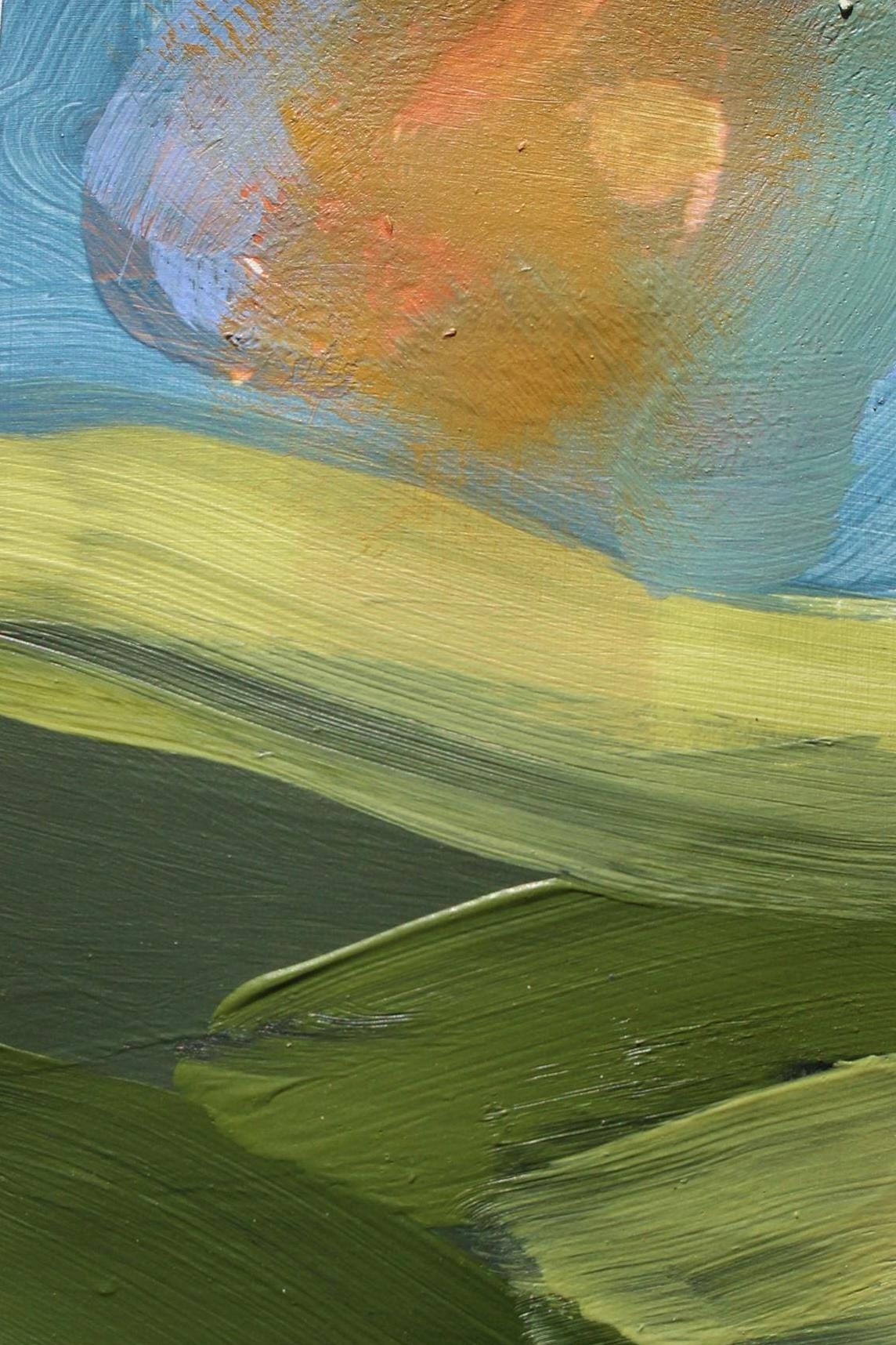 abstract sunrise over the hills acrylic painting