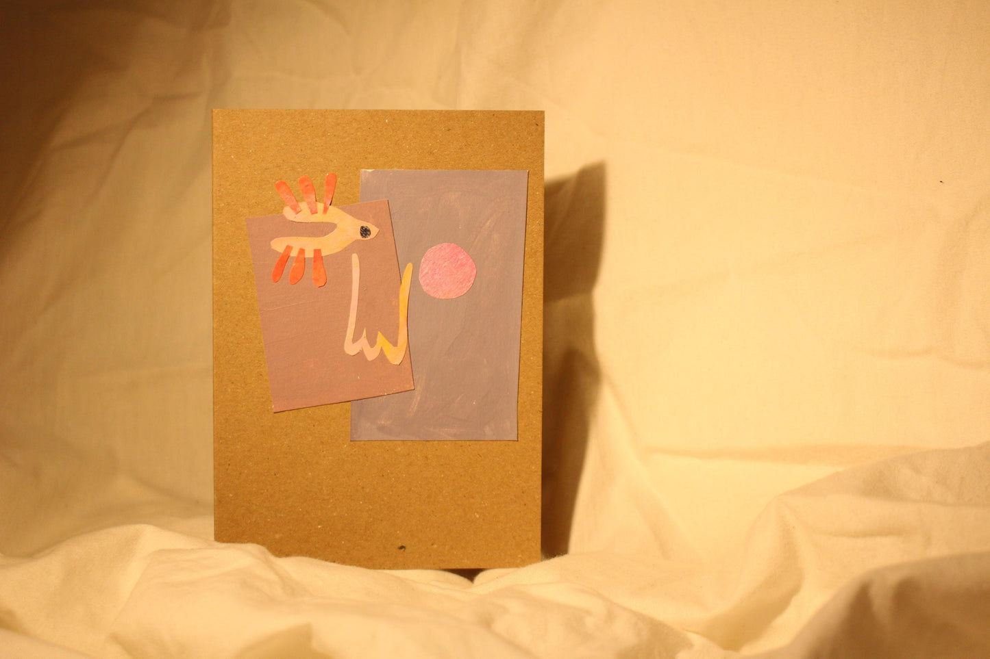 Handmade abstract a5 face card - on Kraft card - pack of 5