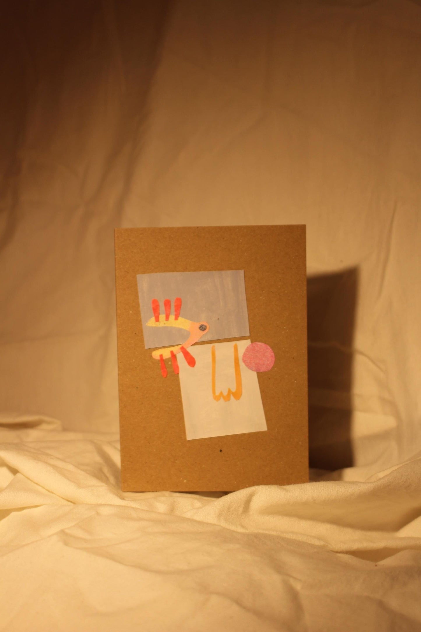 Handmade abstract a5 face card - on Kraft card - pack of 5